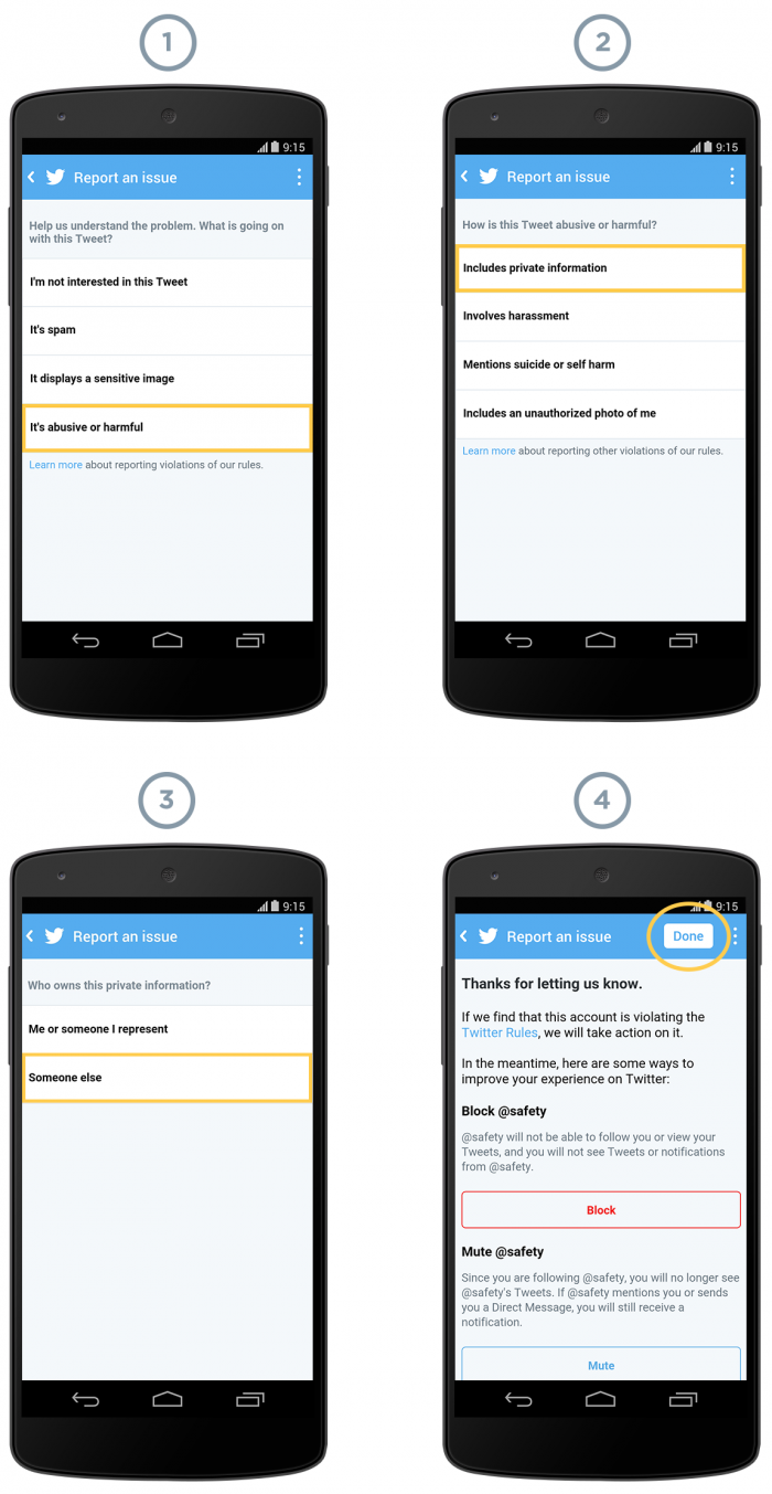 Proceso de aviso de uso abusivo en Twitter